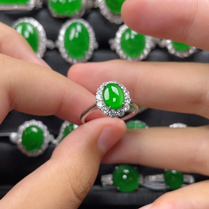 银S925镶嵌戒指翡翠