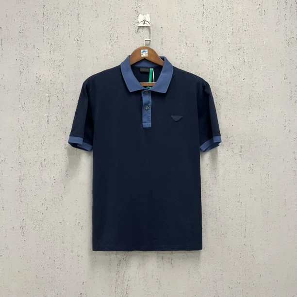 99新 Prada/普拉达 prada藏青色三角标polo短袖xxl码