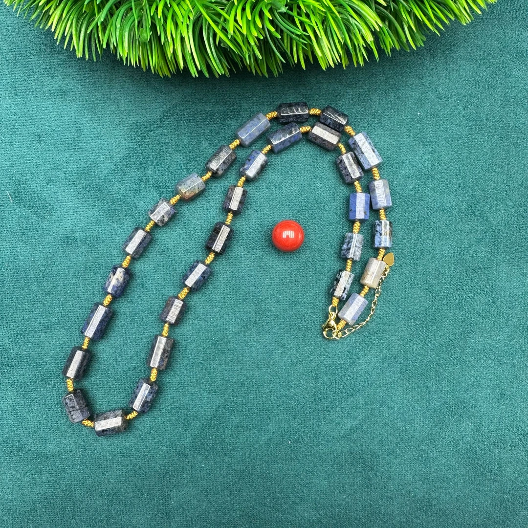 YS0011   SJL蓝直切编制桶珠项链时尚百搭