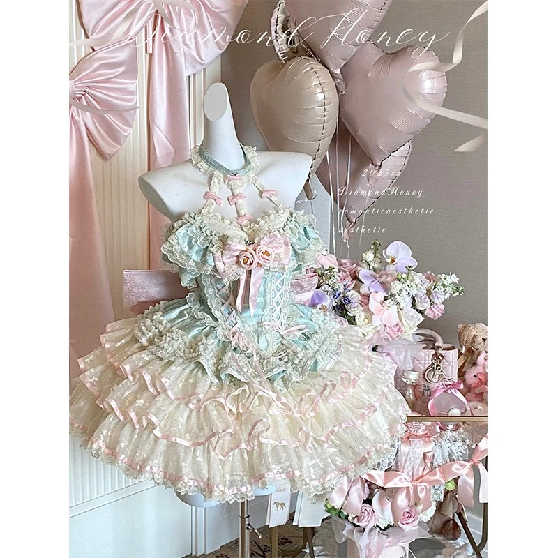 【爱神花语】春夏仙女裙·超重工玫瑰蕾丝浪漫氛围感仙女公主裙