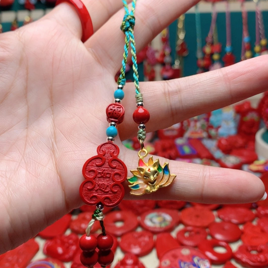 天然辰砂工艺品朱砂钥匙扣包包挂