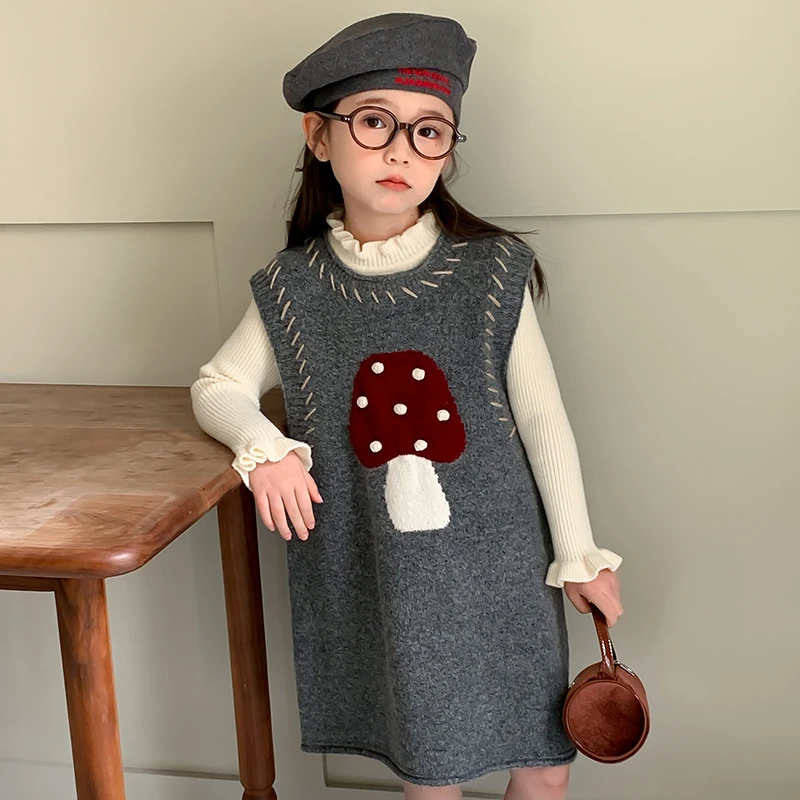 尤画女童连衣裙秋装2025新款儿童背心裙中大童秋毛衣公主裙68281