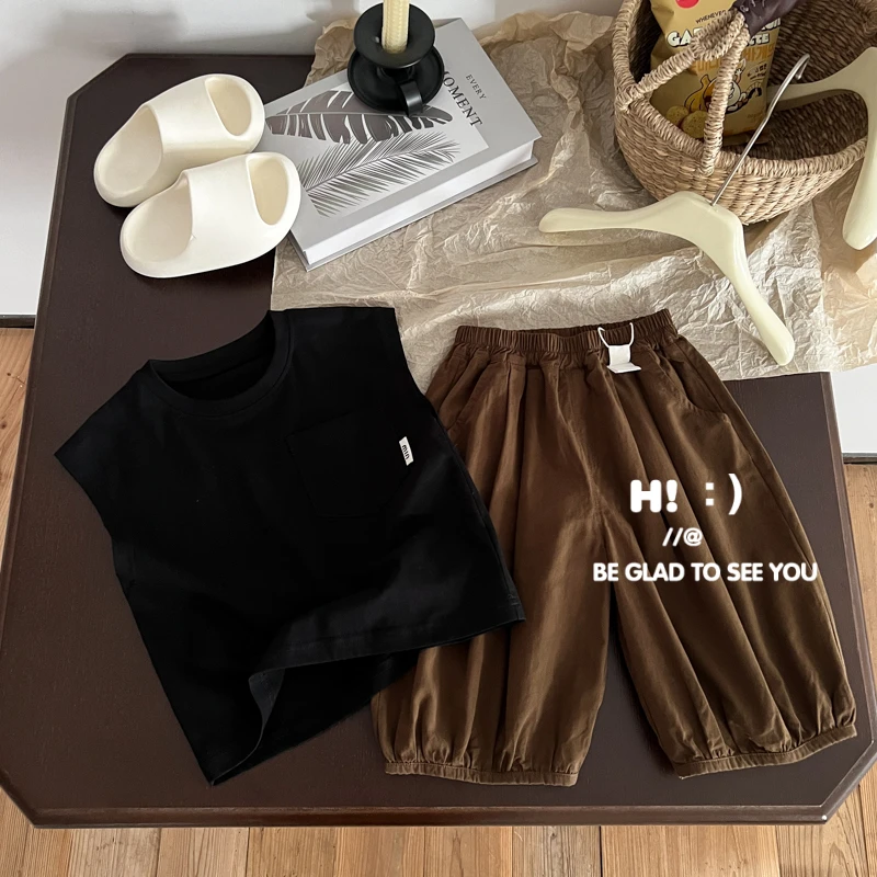 现货【百分百棉】郝叔童品夏季新款高货男童2025网红款背心潮BY5264