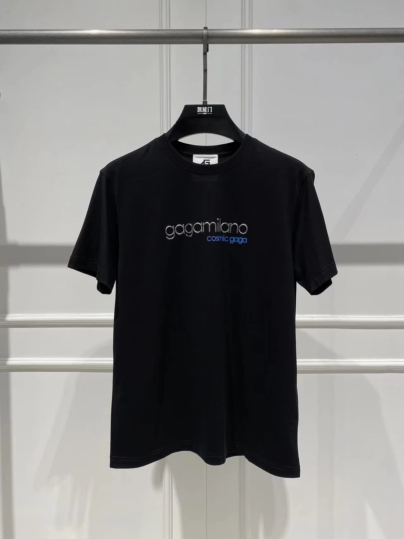 【意大利GaGa】夏季新款男士字母简约潮流休闲百搭t恤衫黑色短袖T恤