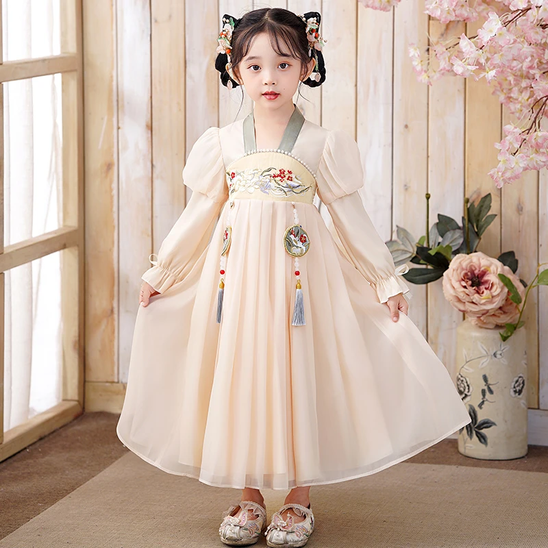 青仓-SL2394女童汉服连衣裙秋装新款洋气儿童裙子童装女孩公主裙