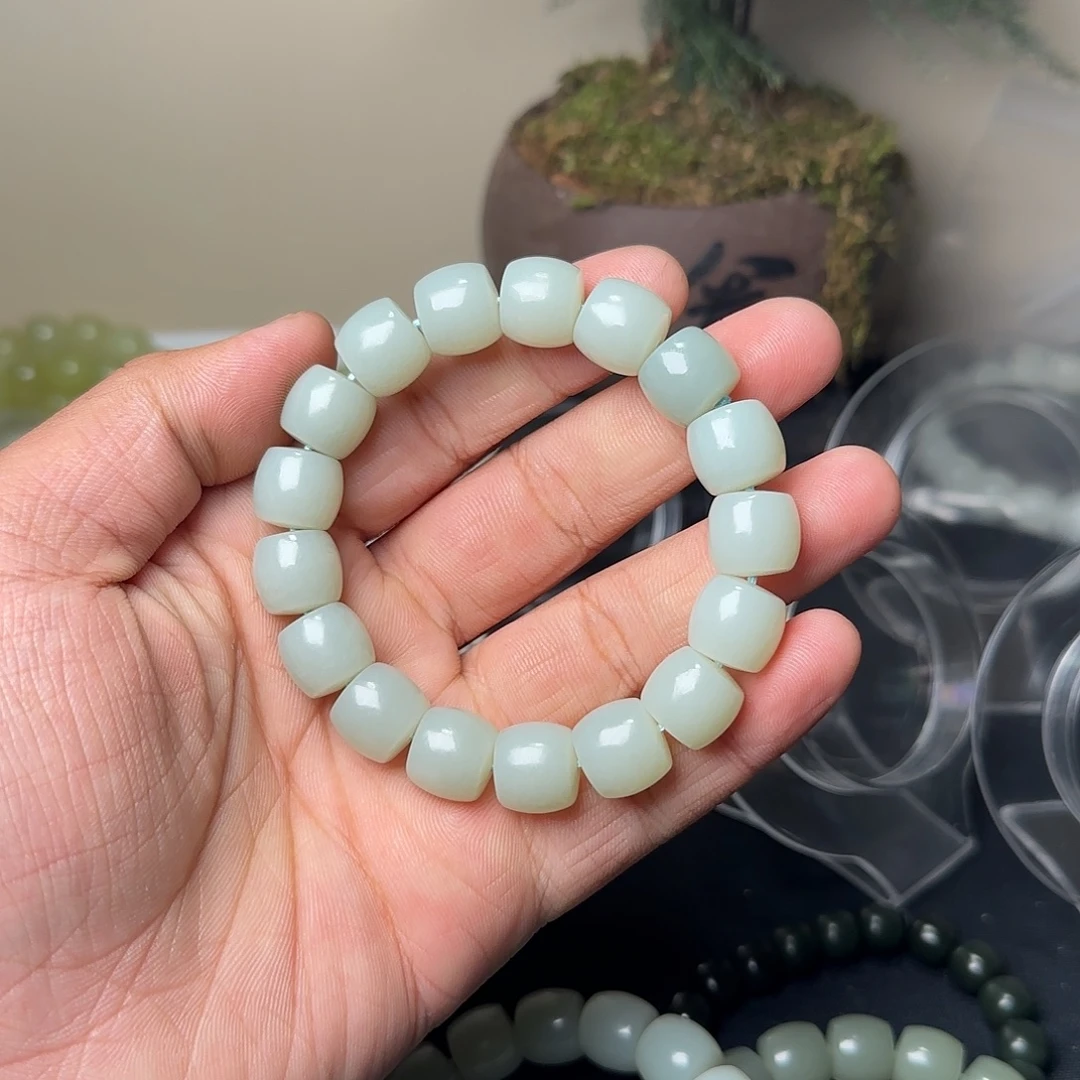 小***甜和田玉未镶嵌手串天然且末料青白卡13多样性拍一发一