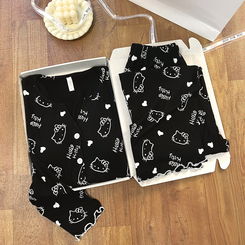 莫代尔棉睡衣女带胸垫长袖春秋季2025新款甜美可爱家居服可外穿