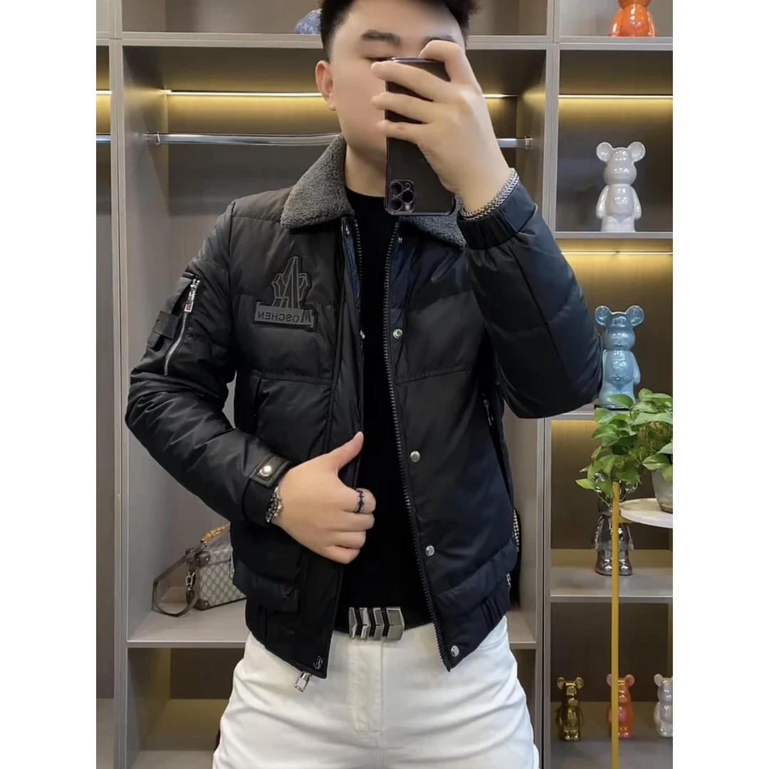 2025冬季新款男士毛领羽绒服男欧货商务潮流保暖翻领外套上衣男装