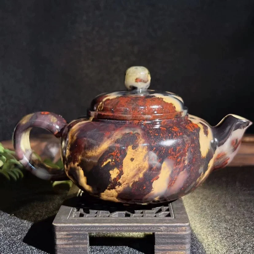 茶壶玉化红水墨意境画面壶家