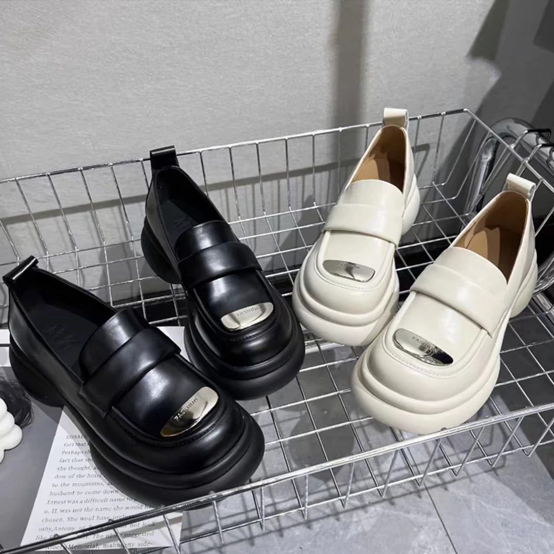 春秋圆头时尚软底厚底百搭中性英伦风乐福鞋