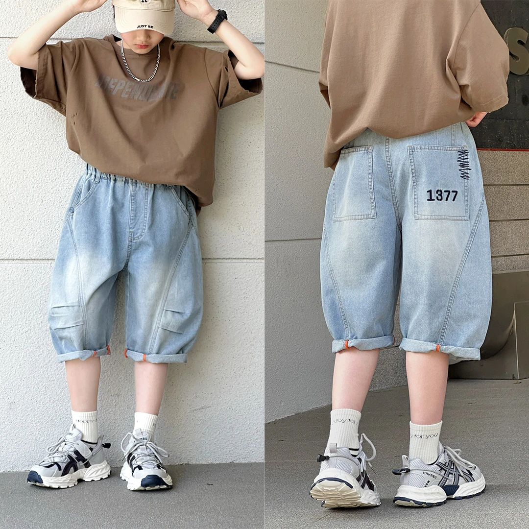 童装穿搭 | 夏季设计师款洋气休闲薄款韩版中大童七分裤牛仔裤