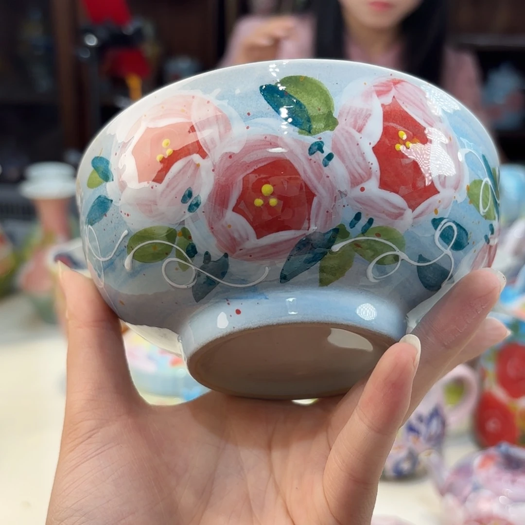 瓷片景德镇手绘高温釉下彩陶瓷茶具