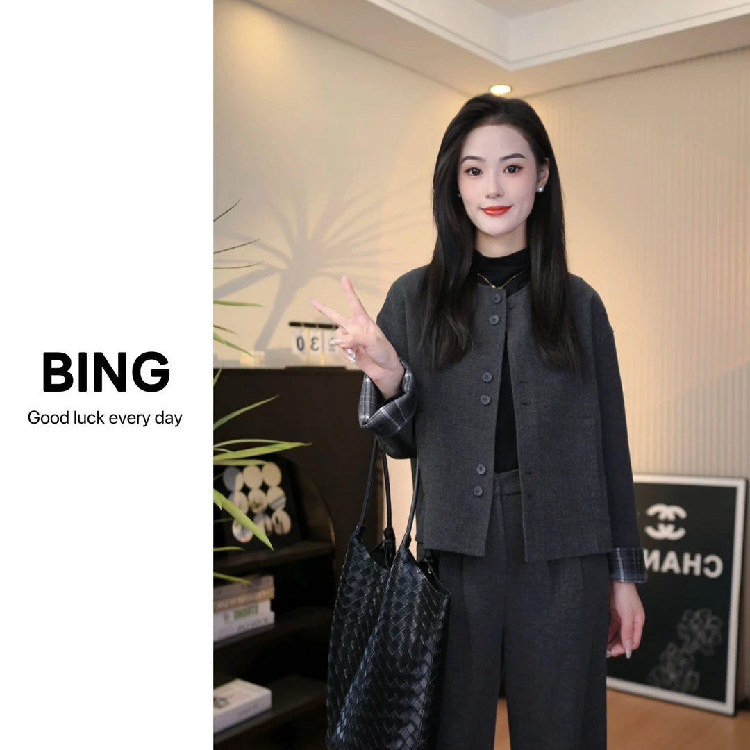 裤子原宿风慵懒风休闲风套装时尚时尚套装开衫百搭668