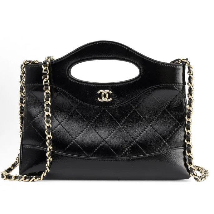 99新 Chanel/香奈儿 黑金牛横版31bag nano手提包 芯
