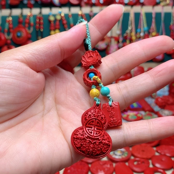 天然辰砂工艺品朱砂钥匙扣