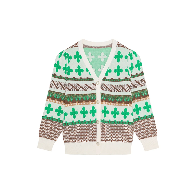 设计师女装2025秋季新款针织时尚气质撞色提花显瘦百搭毛衫31420