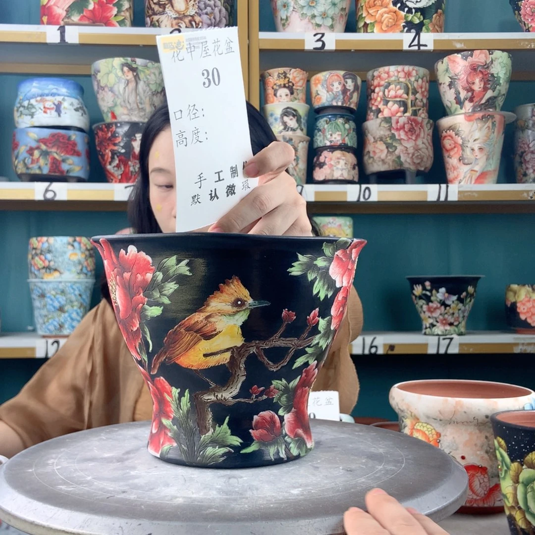 青***莉景德镇手工花盆30