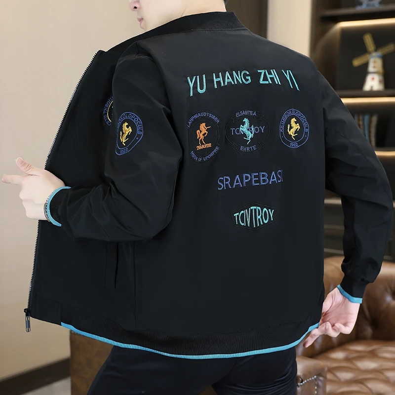欧洲站2025秋季新款男士休闲立领夹克刺绣百搭棒球领外套潮流男装