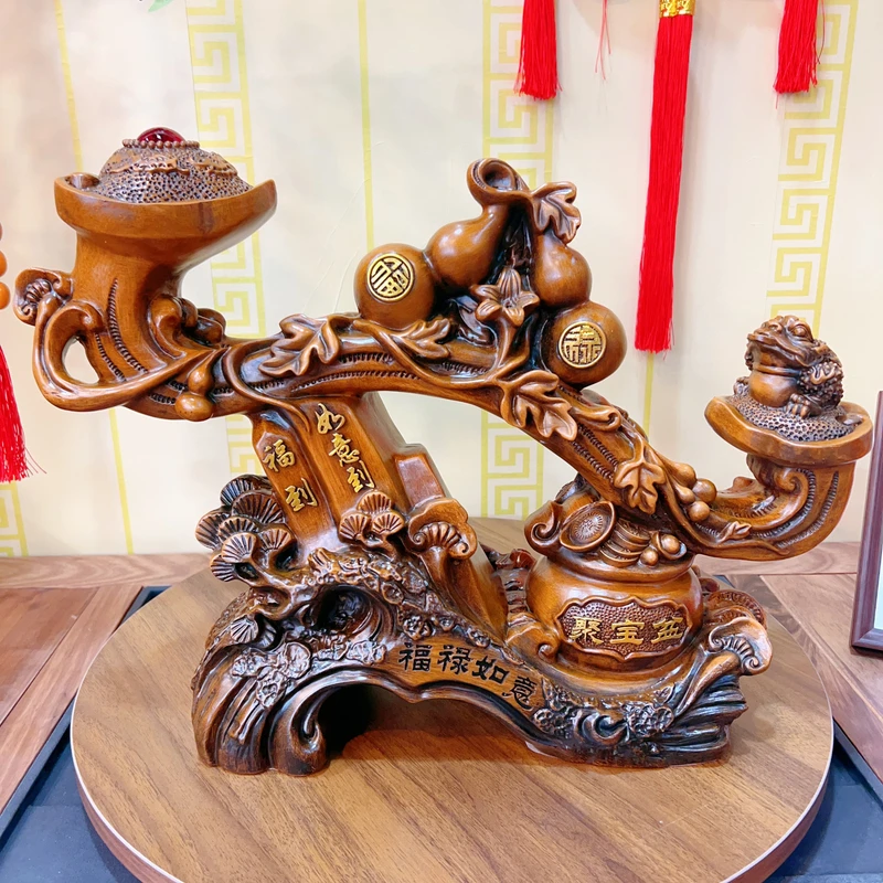 （福禄如意）中式家居办公室玄关葫芦高档摆件LXR（41*29cm）