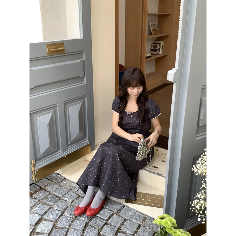 【BeautyKey】ins风小众复古圆领碎花长款百搭连衣裙B2222