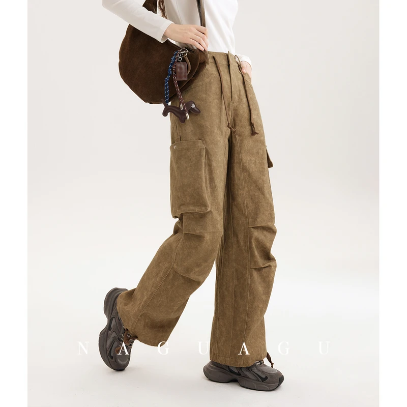 【沙丘工装裤】100.%亲肤棉 做旧擦色时髦大口袋工装裤脚口抽绳