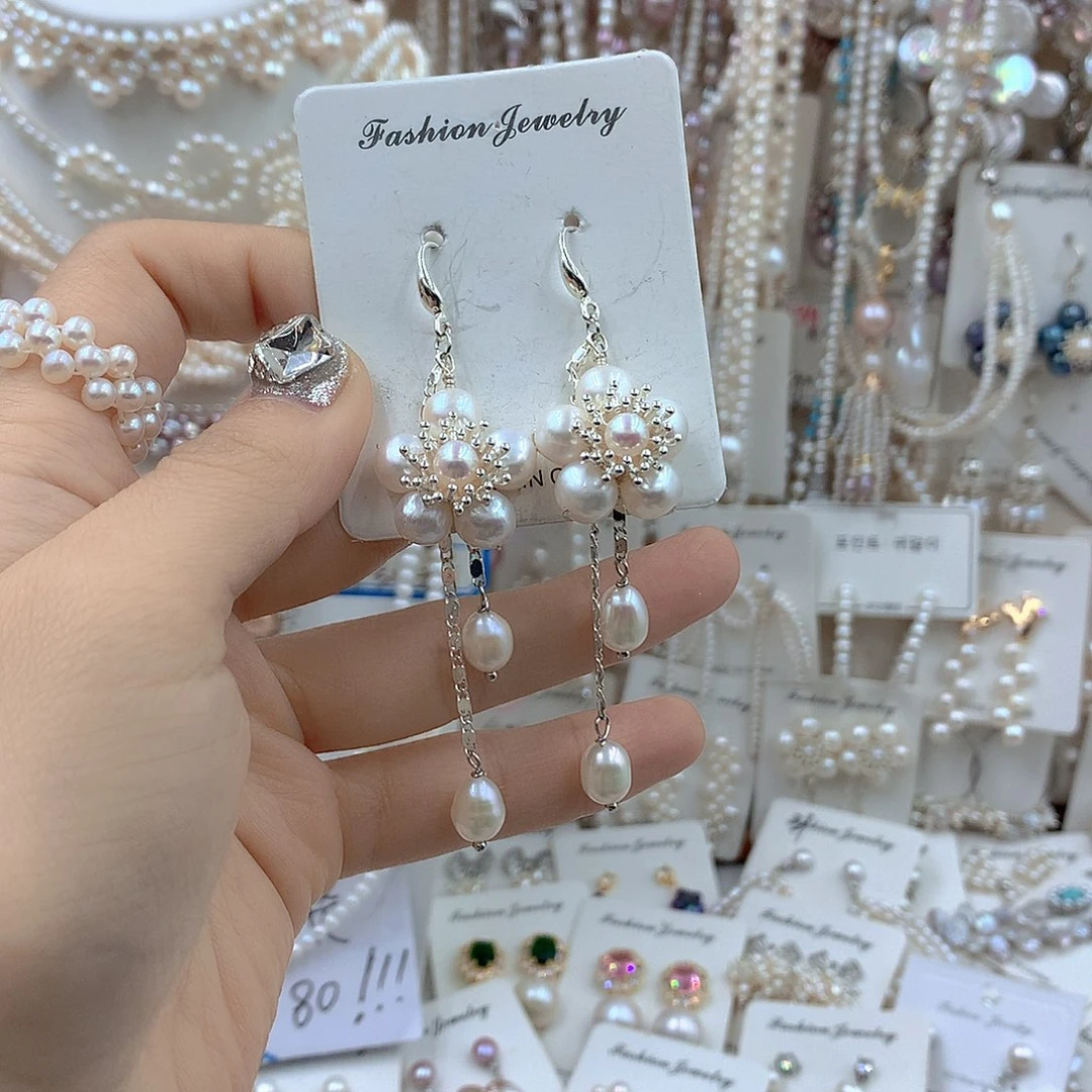 银S925镶嵌淡水珍珠耳饰