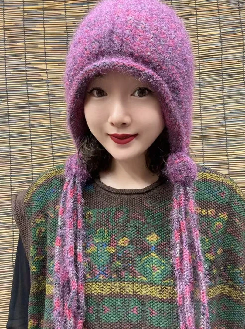 冬季加厚保暖辫子帽