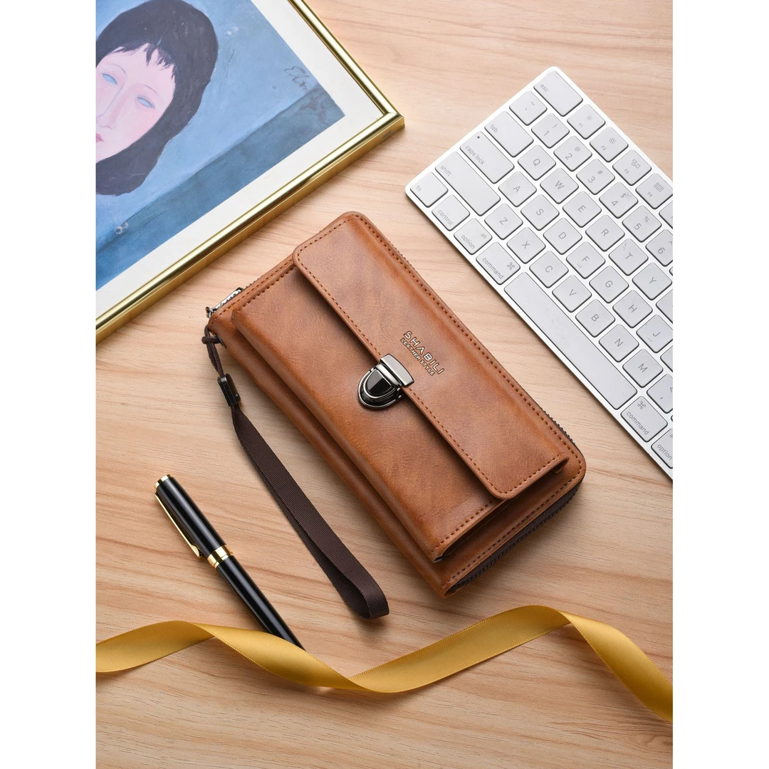 【时尚臻选】韩版男女百搭钱包经典复古休闲手拿包长款多功能手机包