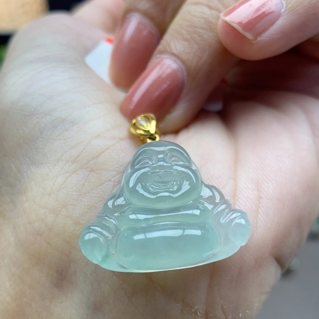 翡翠18K金镶嵌颈饰吊坠127