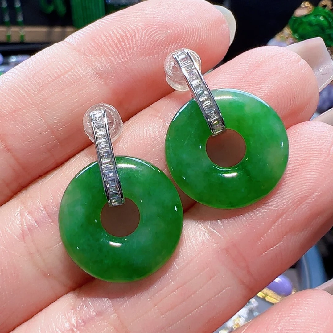 翡翠耳饰18K金镶嵌签收后24小时鉴赏期