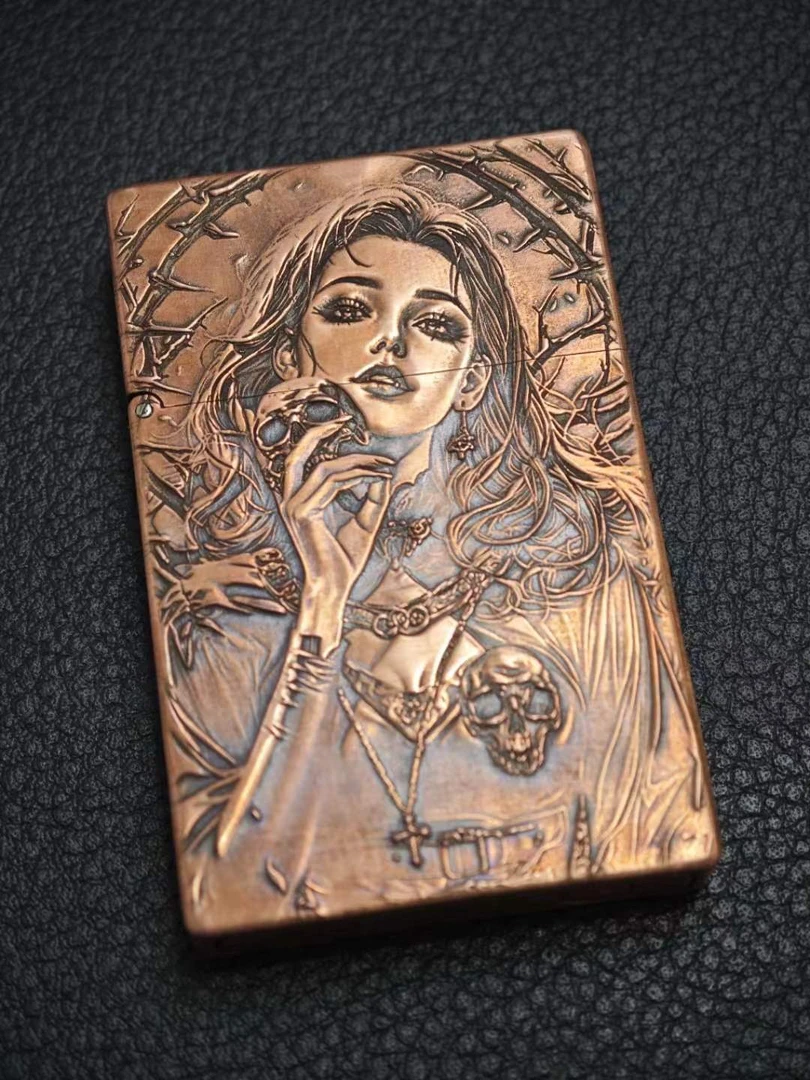 weibster 超薄小重甲G63 紫铜 骷髅女 煤油打火机