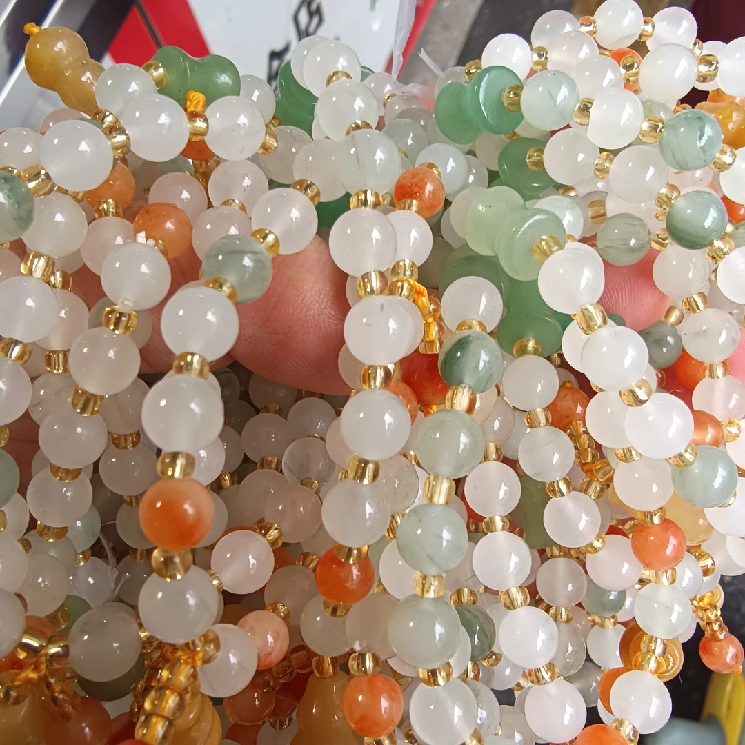 石英石手链 时尚王玉石手串百搭适合男女佩戴天山翠手串天然珠串