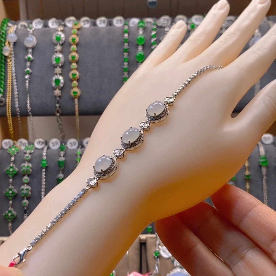 颈饰银S925镶嵌翡翠翡翠手链