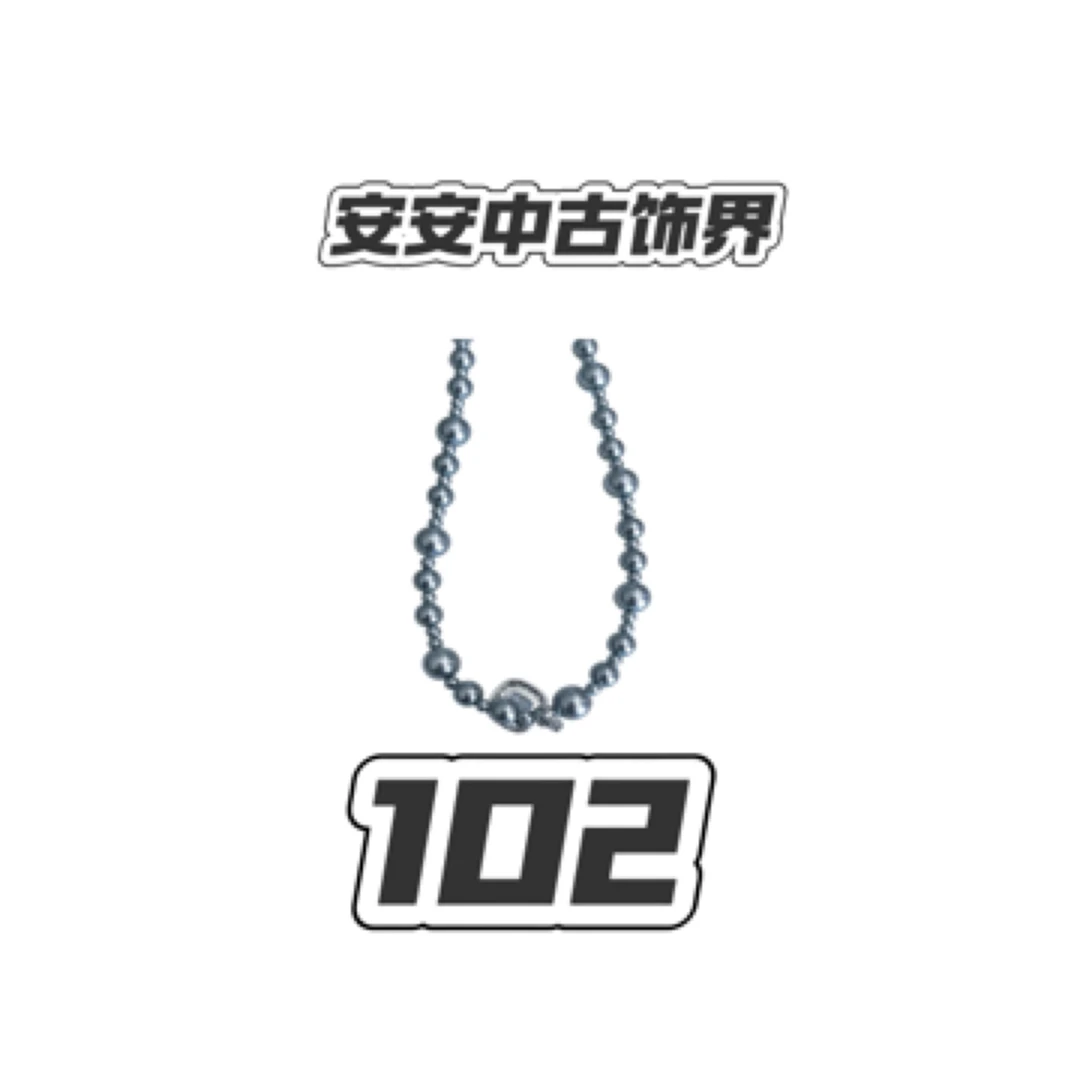 铜合金仿珍珠项链 102灰-气泡方糖项链