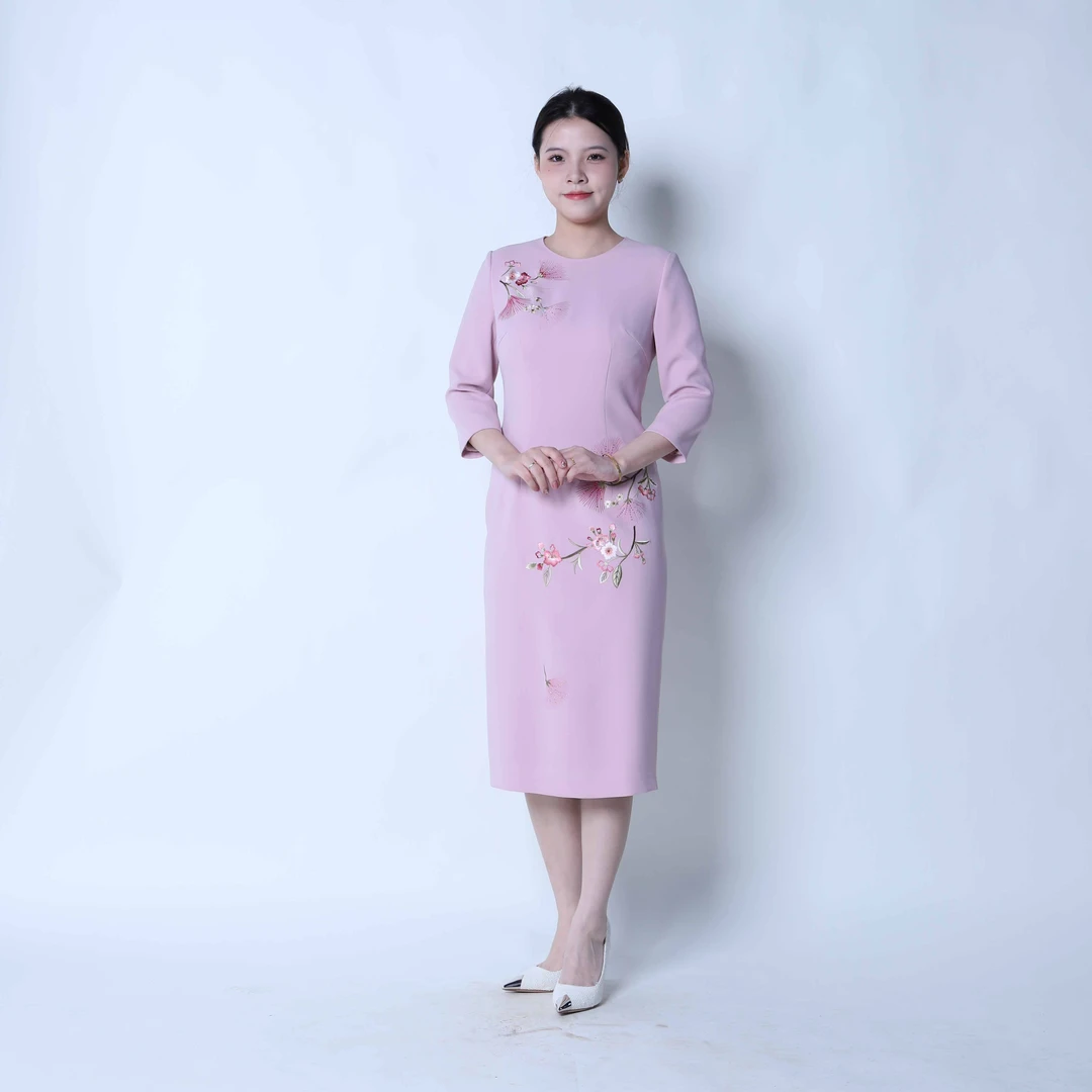 懿菲礼服合欢棉絮旗袍YF203L3275-3020传统工艺刺绣中式连衣裙