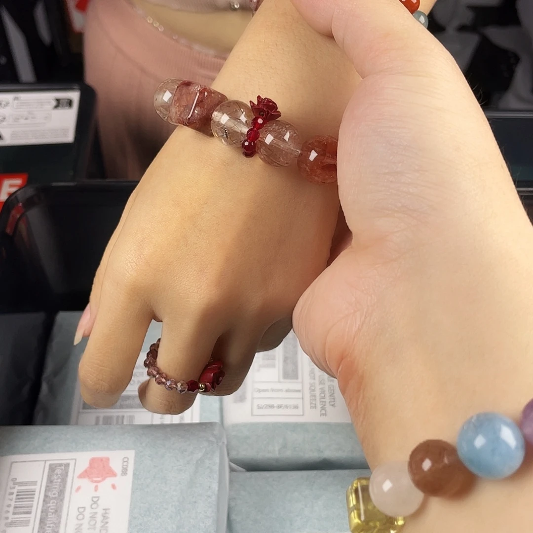 手串水晶银S925镀金镶嵌