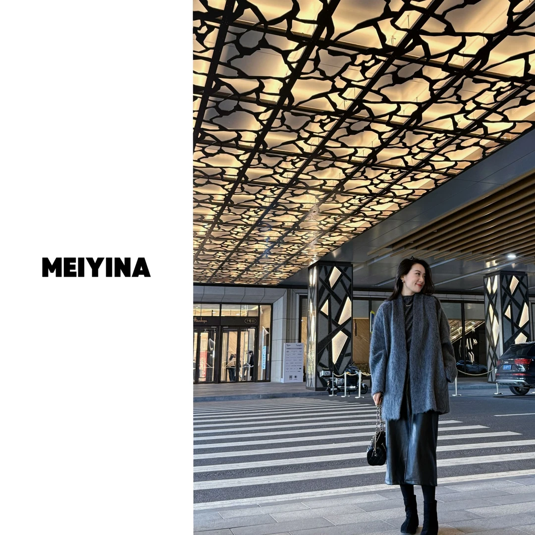 MEIYINA定制 年货系列 羊毛加山羊绒拉毛一手长浴袍领大衣