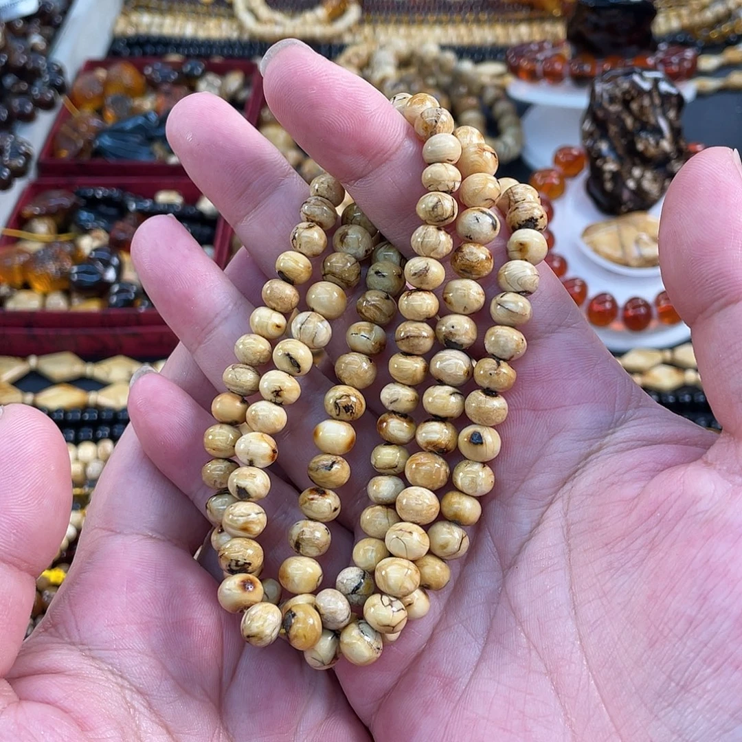 烙***活琥珀未镶嵌裸石7mm干白