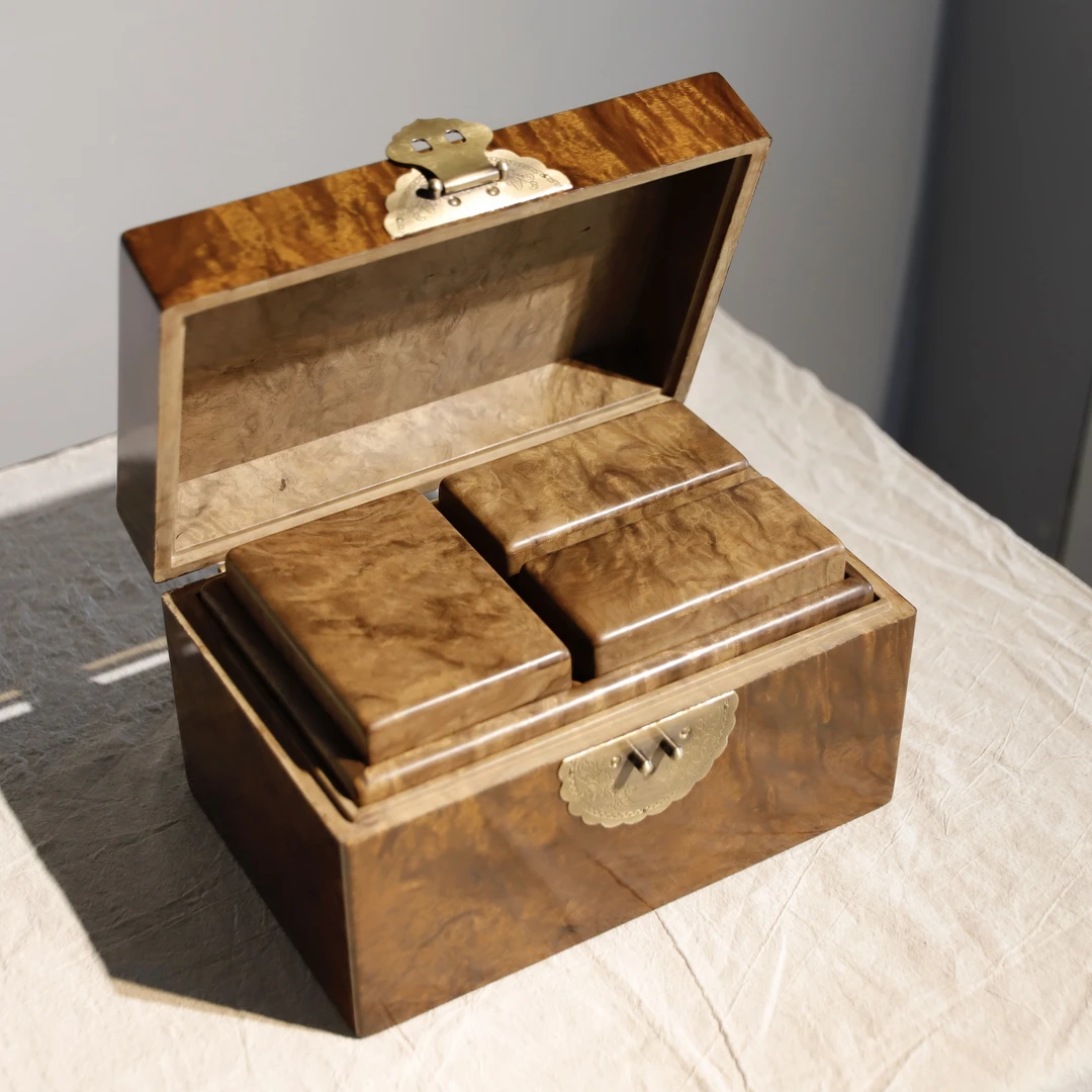 金丝楠阴沉木一木一器五件套收纳盒