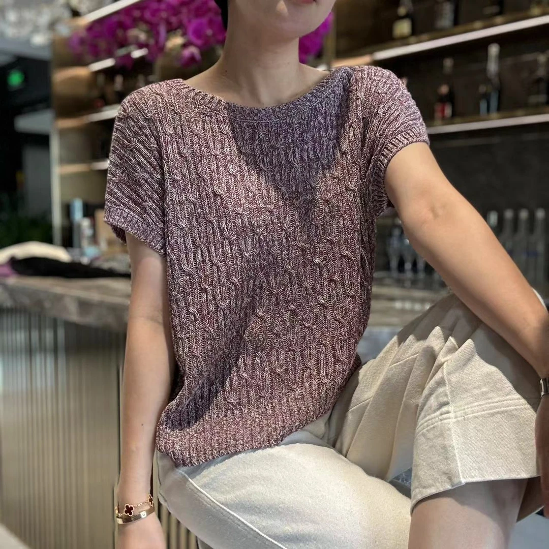 【天丝+亚麻】纯色休闲百搭立体针织衫 MG7128