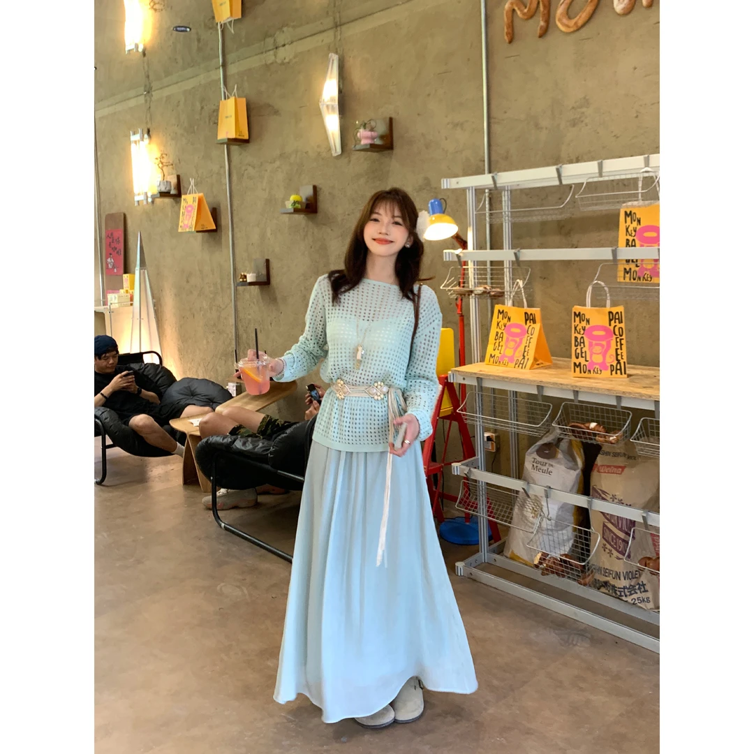 切糕自制【莫奈往事】小个子春夏女气质设计感流光长款半裙