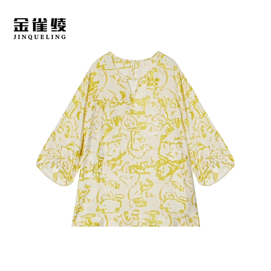 金雀绫【金色海岸】桑蚕丝透气加宽加大女装衬衫SZA1S270