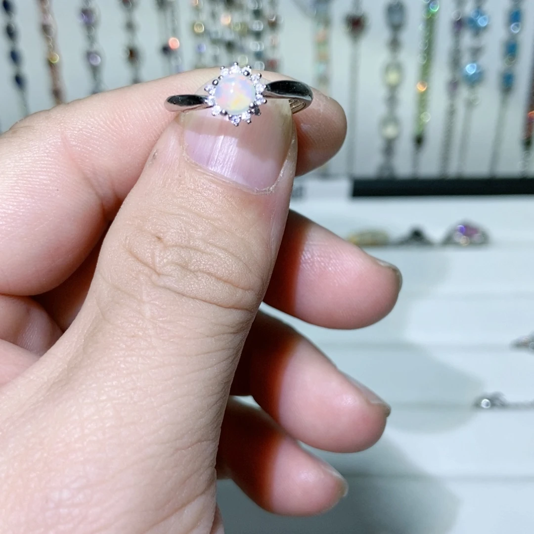 绿水晶戒指银S925镶嵌紫*