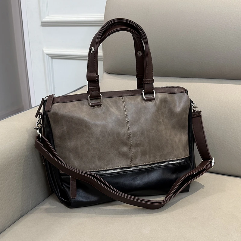 潮牌男士手提包韩版时尚商务男包大容量休闲单肩斜挎包文件包耐磨