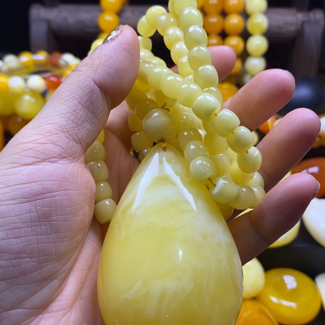 我***糊非金属树脂全品无暇108百花蜜念珠加水滴