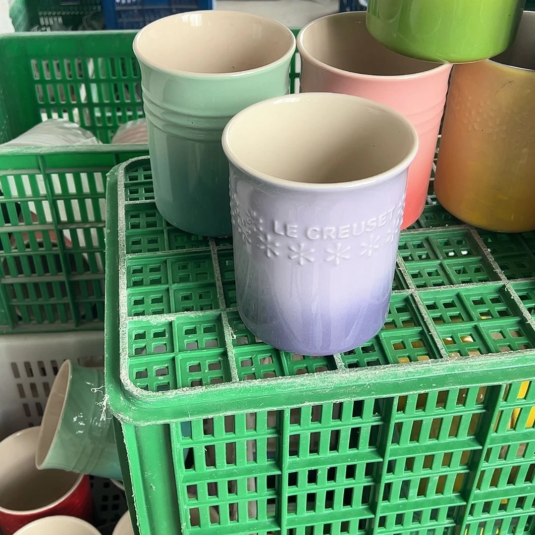 陶瓷 微 雪花筷子筒 紫色色色