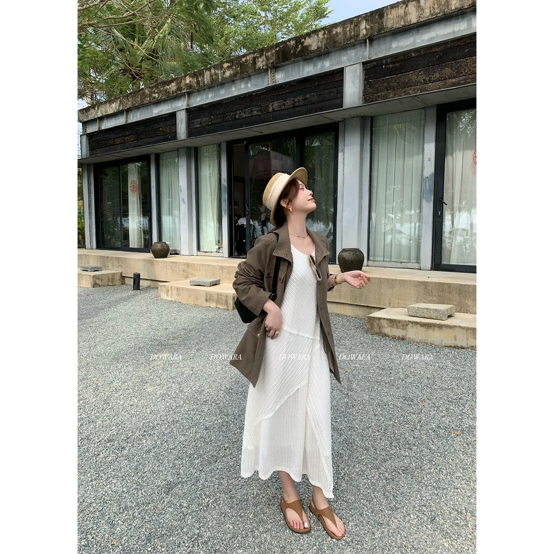 现货大婉酱微胖定制韩版背心连衣裙女2025早春洋气显瘦裙子 7570D