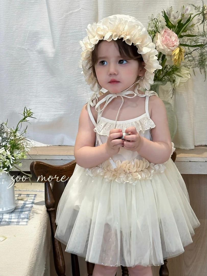【Ponyo】夏·韩系女宝宝吊带哈衣甜美小公主周岁百日生日礼服裙