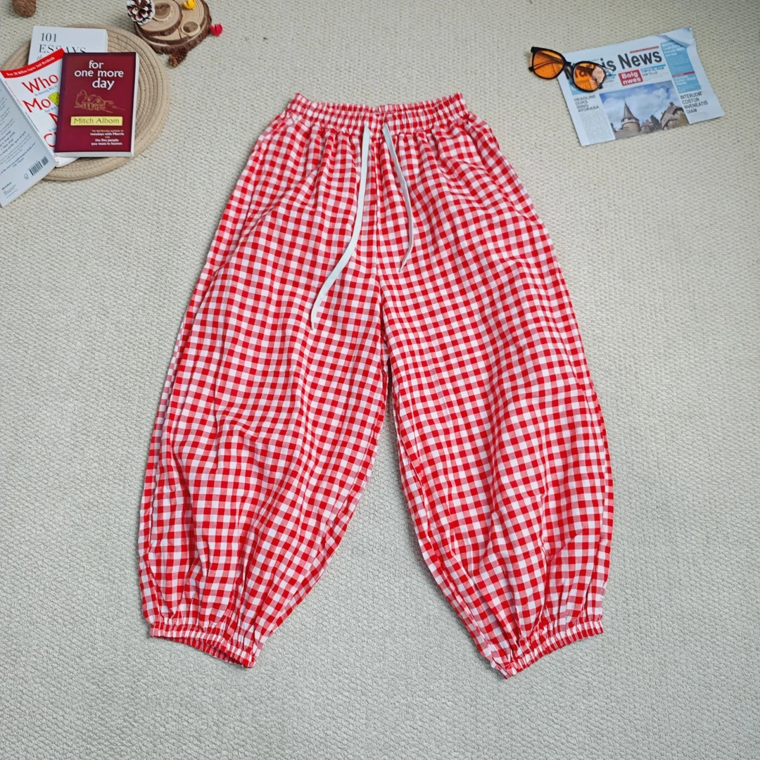 2025春季新款百搭时尚格子束脚裤休闲裤8933