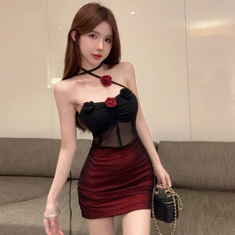【3明治专属】高端挂脖抹胸连衣裙辣妹风高腰修身显瘦包臀背心裙